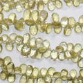 Perles en quartz citron St à facettes en forme de goutte dégradée de 8 pouces. - Fil de 20 cm.