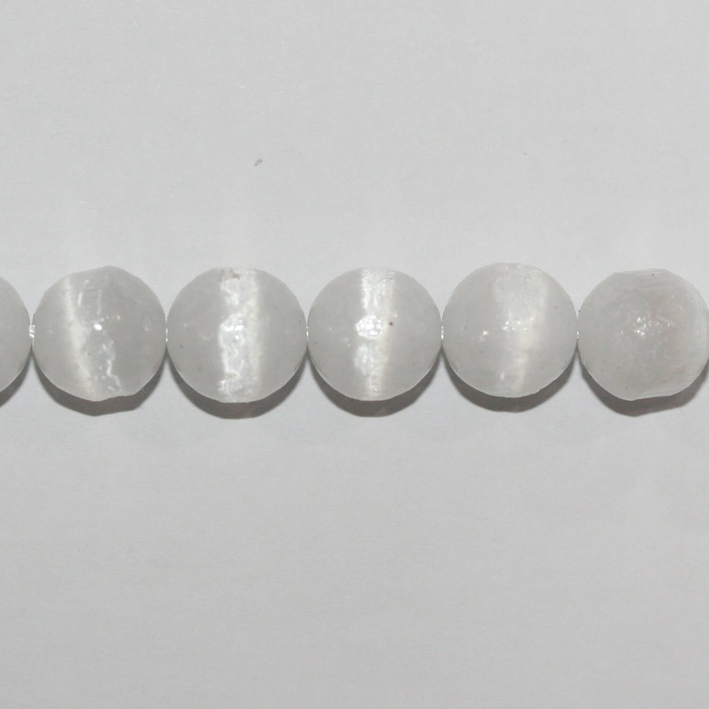 15" perles rondes lisses en sélénite de 10 mm - 39 cm