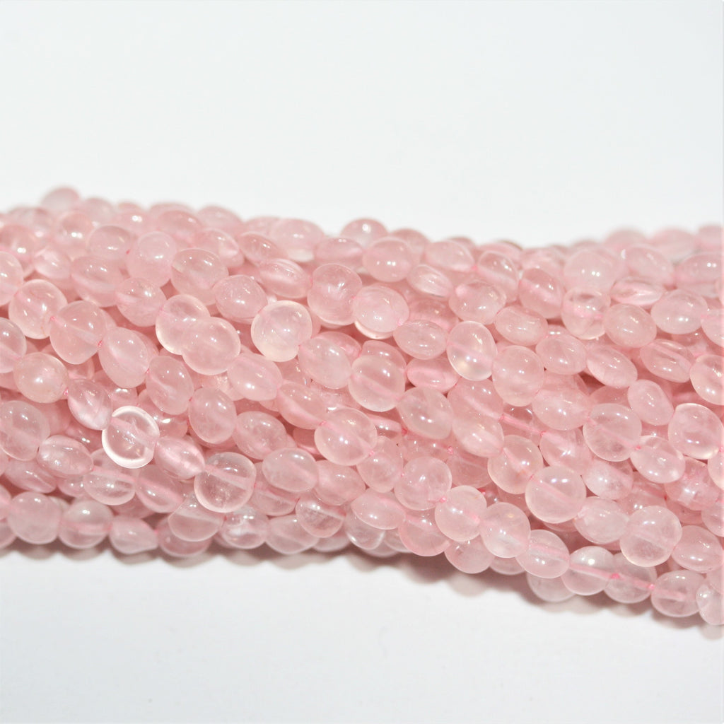 Perles rondes lisses en quartz rose St de 14 pouces, 5 mm - Brin de 37 cm.