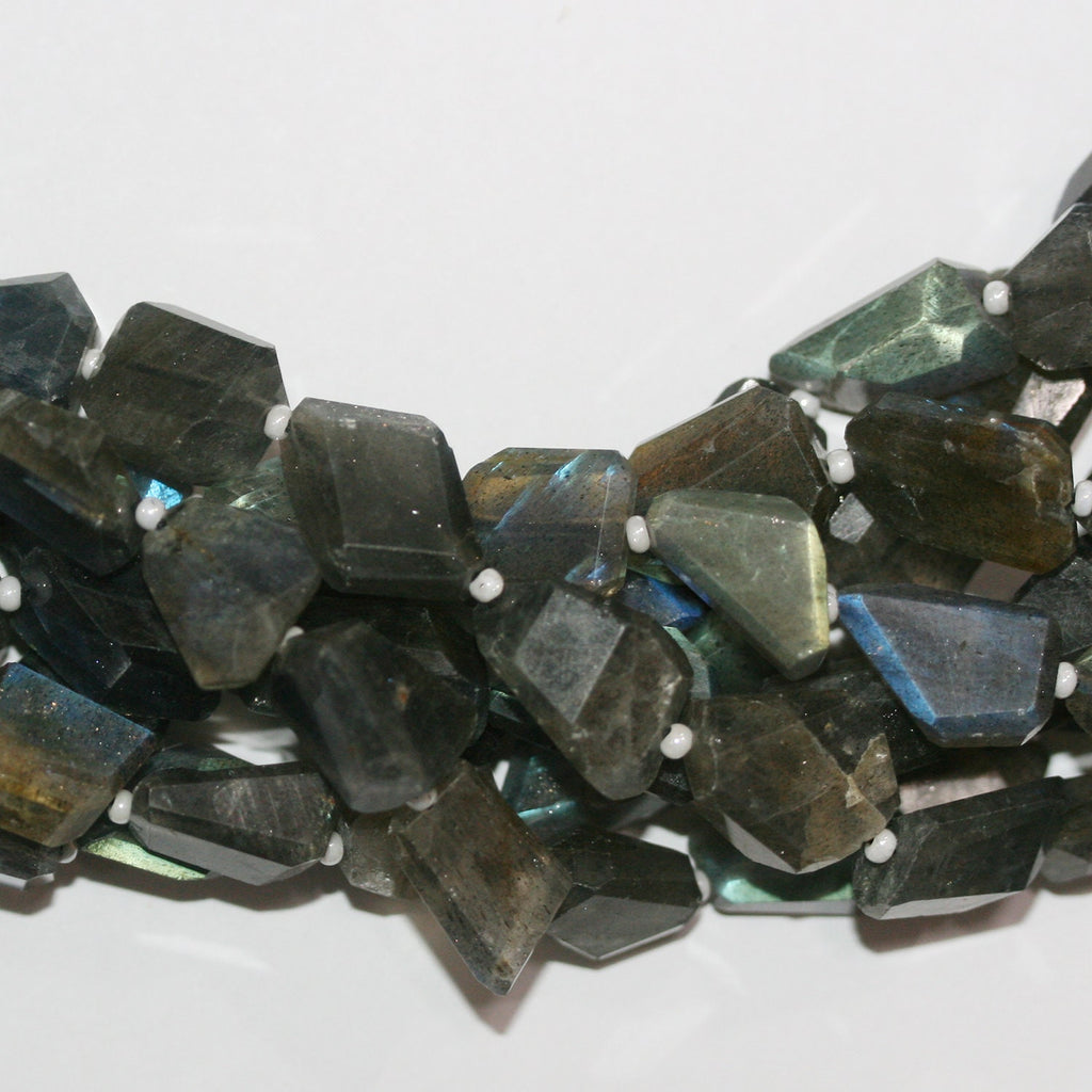 14" St Labradorite Faceted Nugget Beads 16x10mm. Approx.- Strand 37cm.
