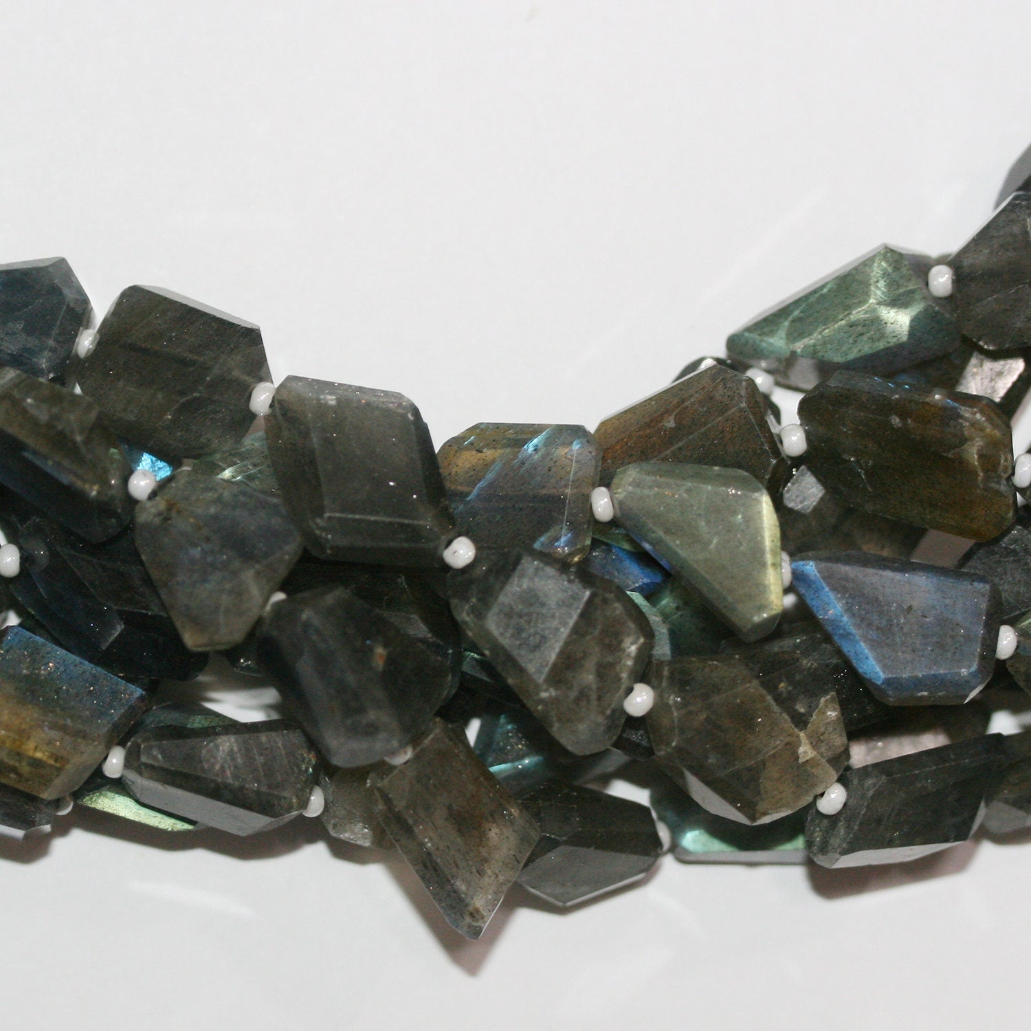 14" St Labradorite Faceted Nugget Beads 16x10mm. Approx.- Strand 37cm.