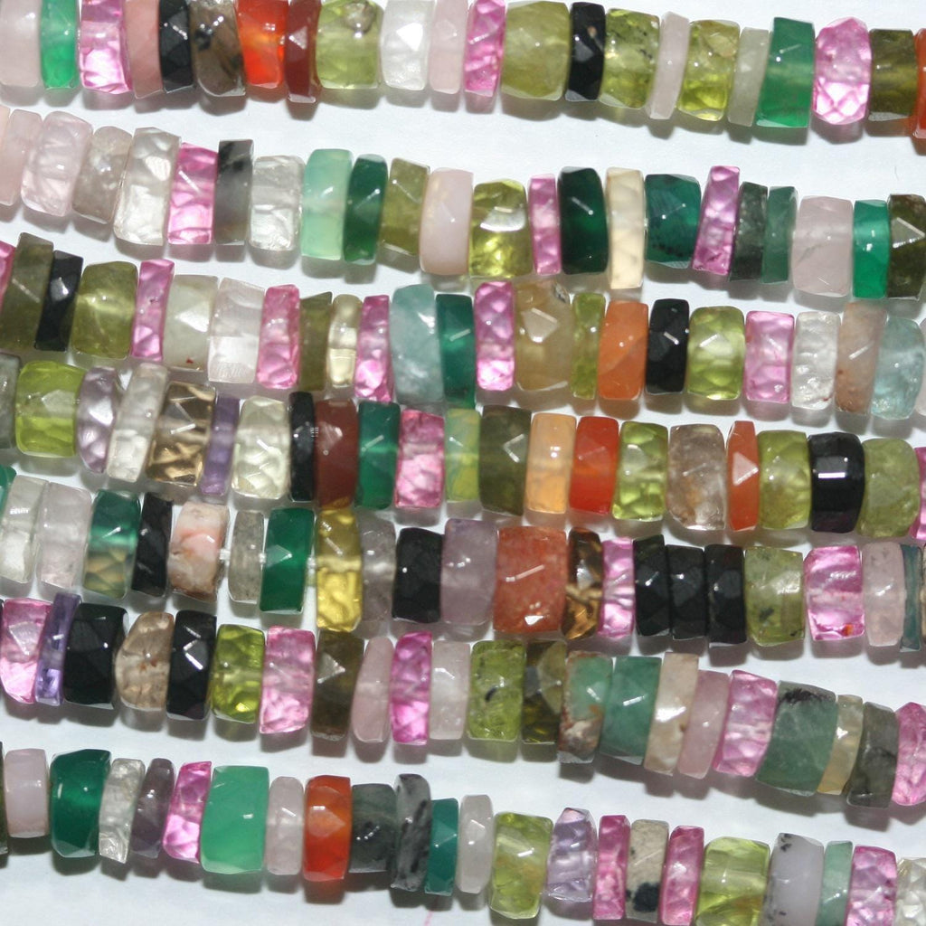 Cuentas de disco facetadas multipiedra de 16" St 6x2 mm. Aprox. - Hilo de 40 cm.