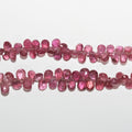 Perles en saphir rose facettées en forme de goutte de 8 pouces, 6 x 4 mm. - Fil de 20 cm.