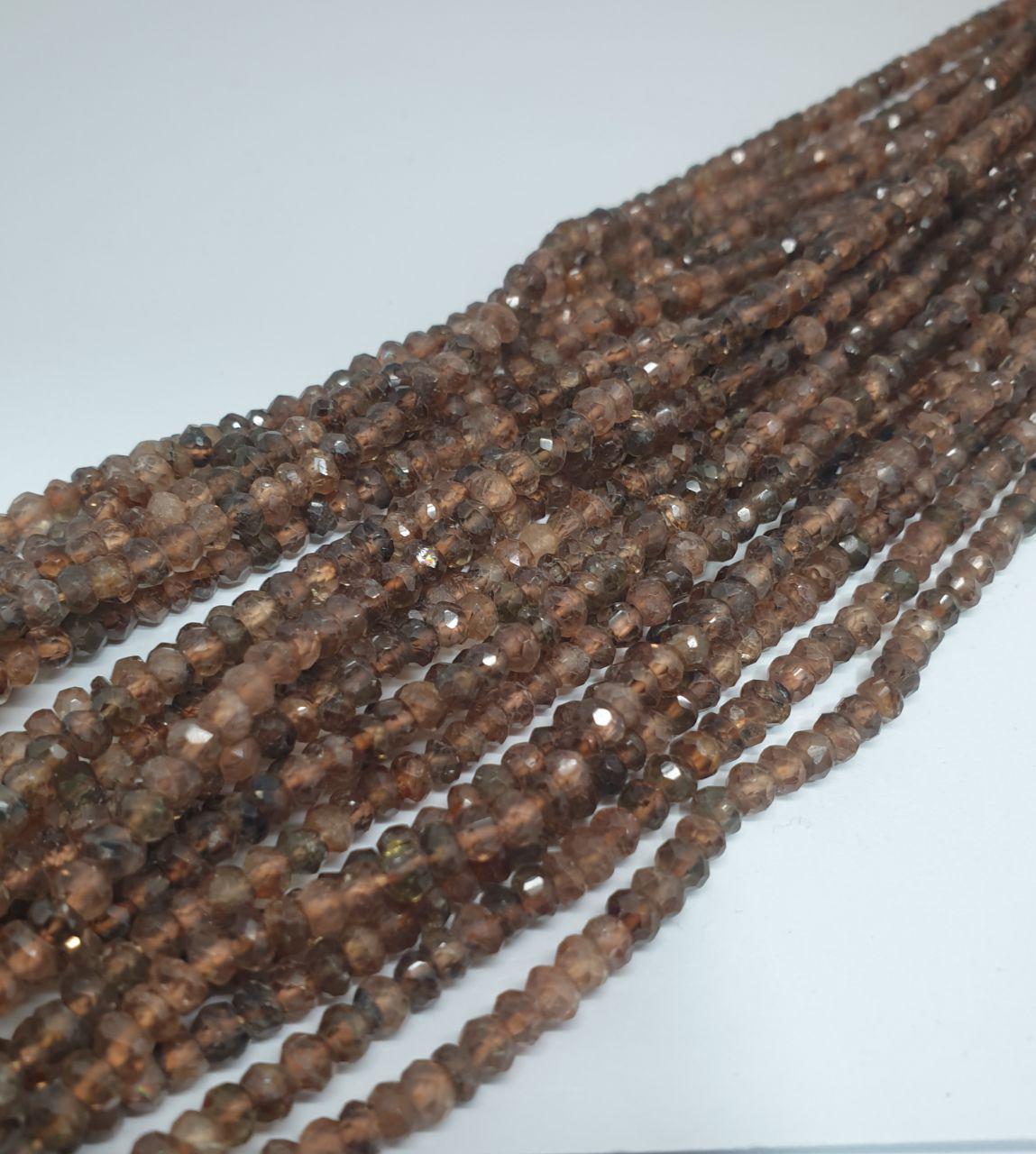 Perles rondelles à facettes en andalousite de 38 cm (15 pouces), 4 x 2 mm environ - Longueur du fil : 37 cm