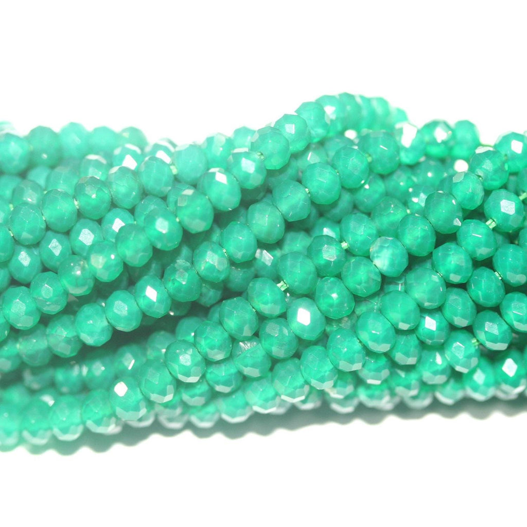 Rondelle à facettes en agate verte St de 15 pouces, 4 x 3 mm. - Fil de 39 cm.