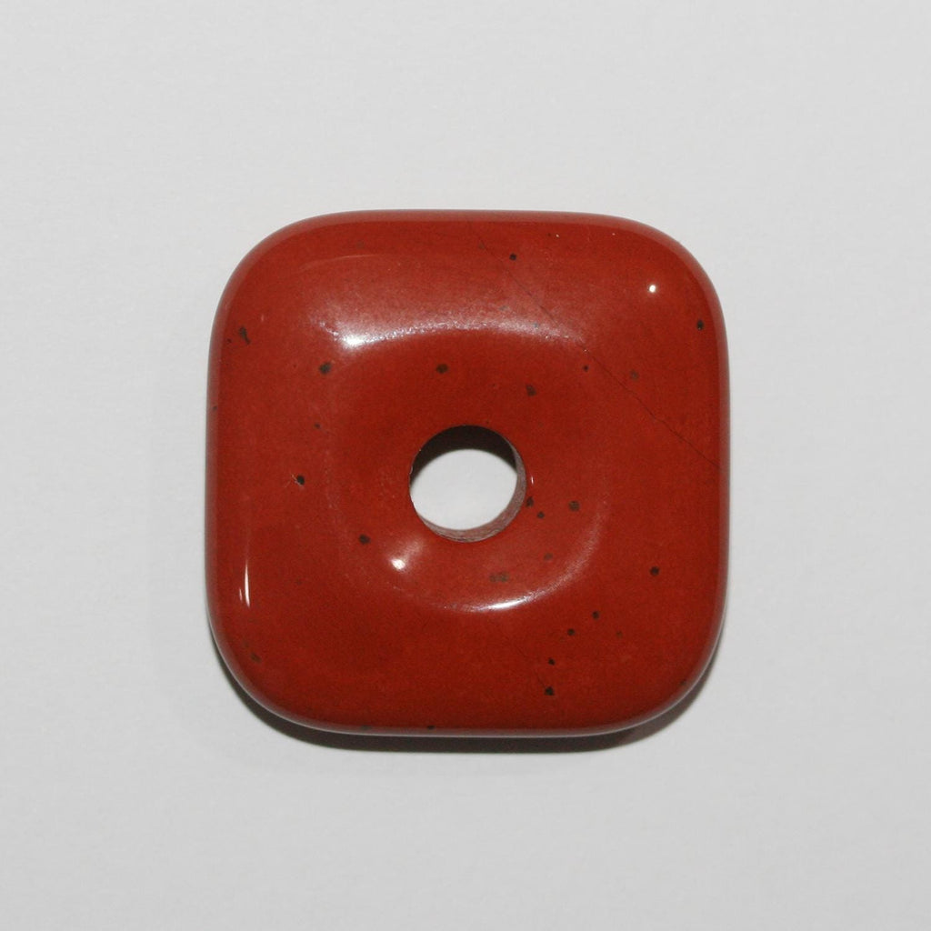Colgante cuadrado liso de jaspe rojo de 30 mm