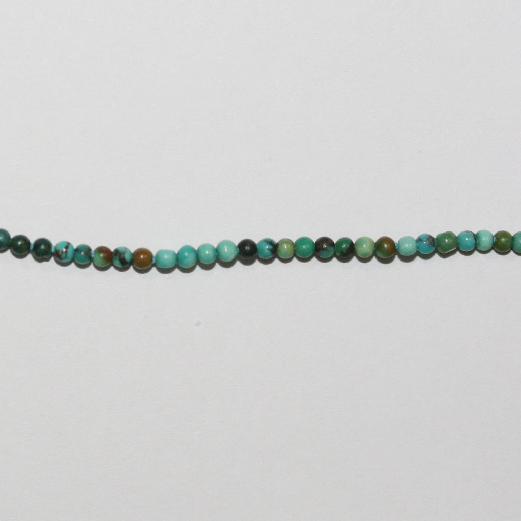 Perles rondes lisses en turquoise St de 15 pouces, 1,5-1,7 mm. - Fil de 39 cm.