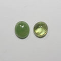 2 cabujón de titanita esfena verde de 6,5 x 6 mm y 2,27 ct. Piedra preciosa con gran dispersión natural. Piedra preciosa rara. Diseño.