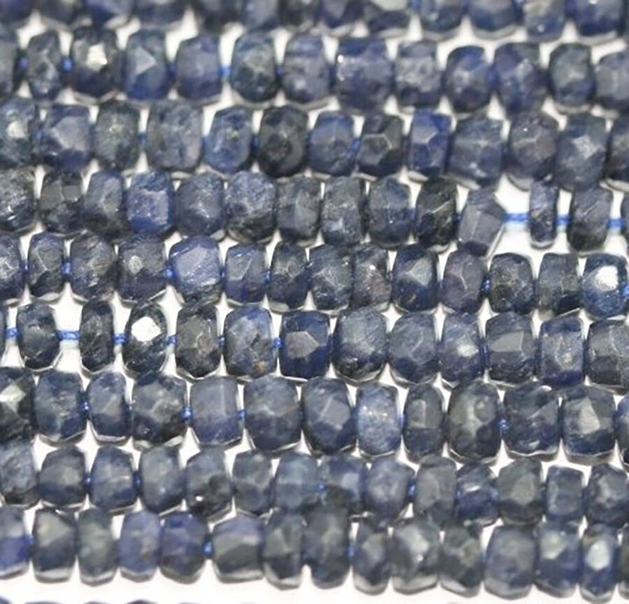 Rondelle facettée en saphir de 14 pouces, 7 x 5 mm. - Fil de 37 cm.