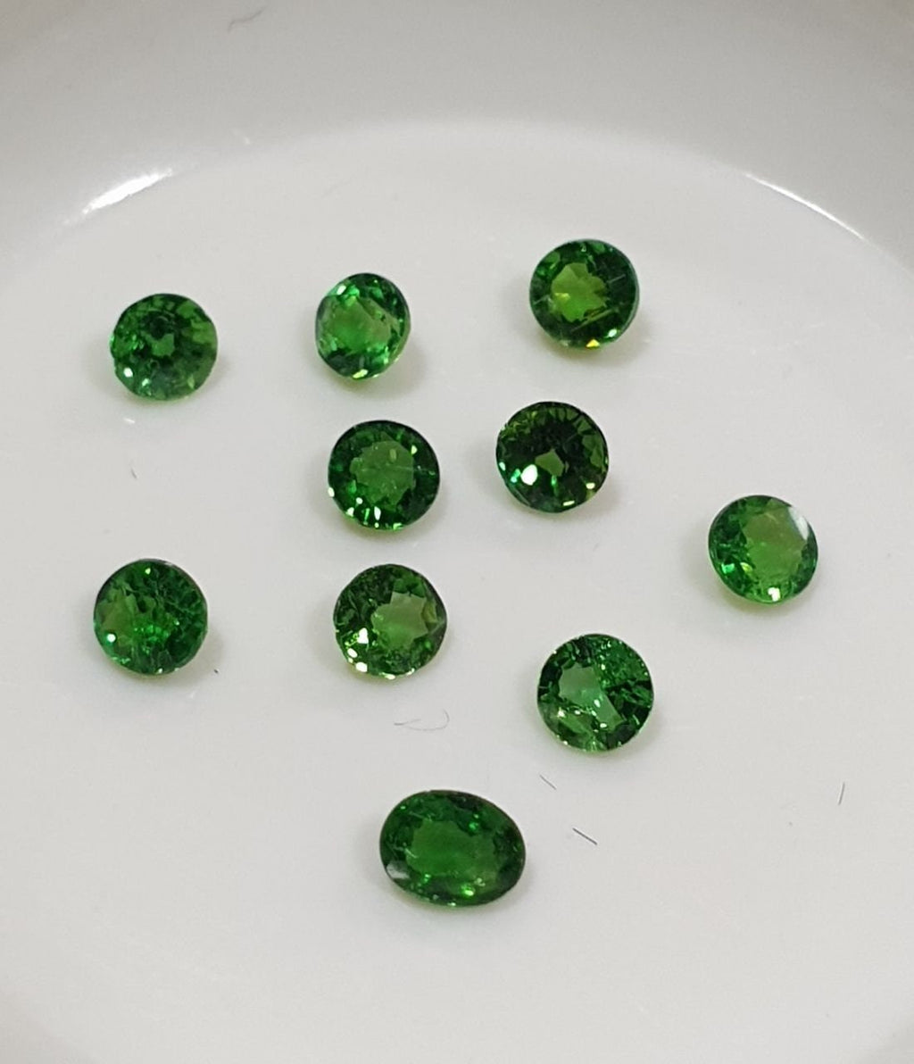 Turmalina cromada calibrada AAA, corte brillante redondo, 2,8-3 mm, lote de 10 unidades, turmalina verde, gemas auténticas, color natural sin tratar, raro.