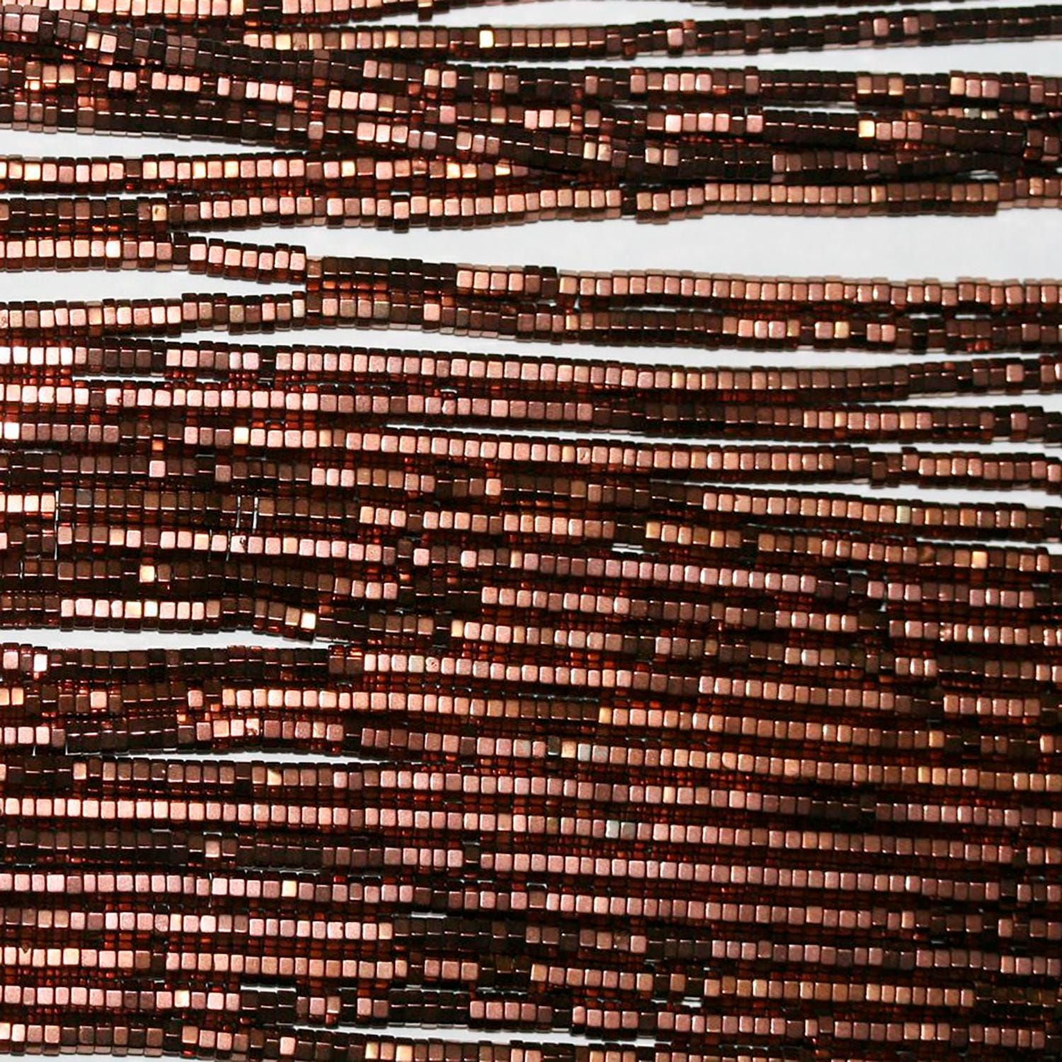 Cuentas hexagonales lisas de hematita marrón de 16" (2 x 1 mm) - Hilo de 40 mm