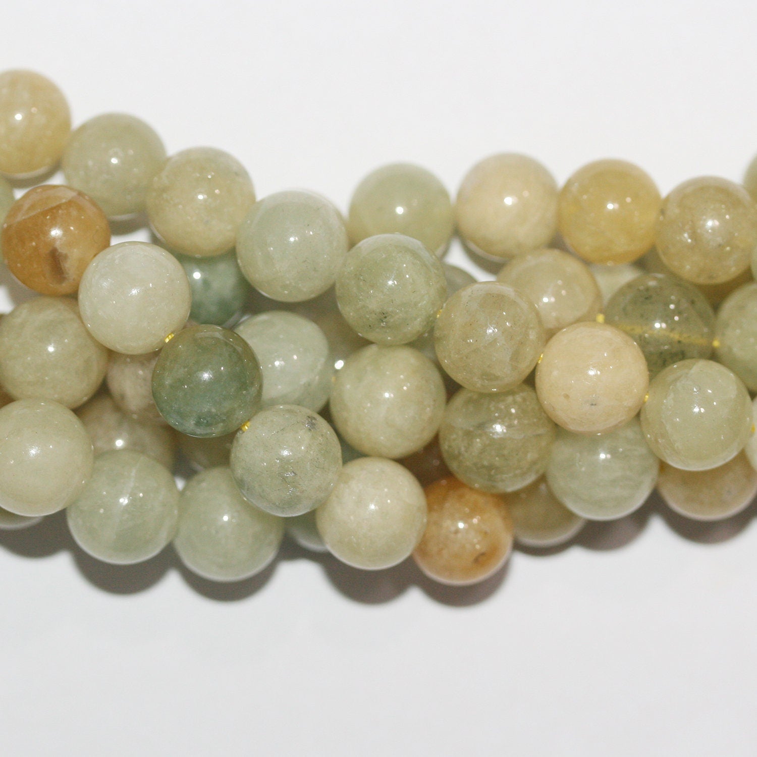 Perles rondes lisses en béryl jaune, 10 mm, 15 pouces (39 cm) - Fil de 39 cm