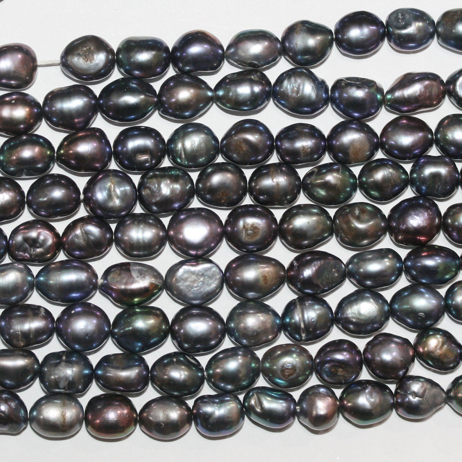 13" St Freshwater  Black Baroque Pearl 8-9mm.Approx.-Strand 36cm  -Natural Pearls wholesale Prices