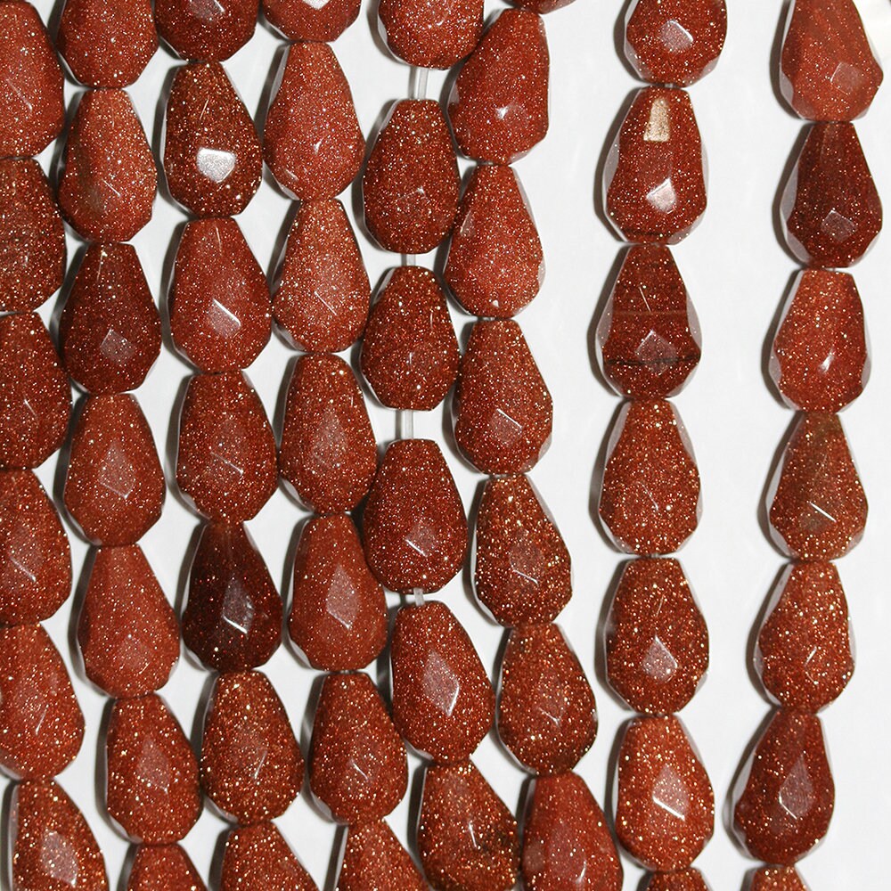 Cuentas de piedra solar facetadas de 7" St Sunstone, 12 x 8 mm, hilo de 19 cm.