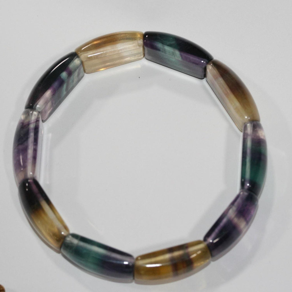 Bracelet extensible rectangulaire en fluorite - Fournisseur de bijoux à perles doublement percées - Pouvoir de guérison - Pierres naturelles
