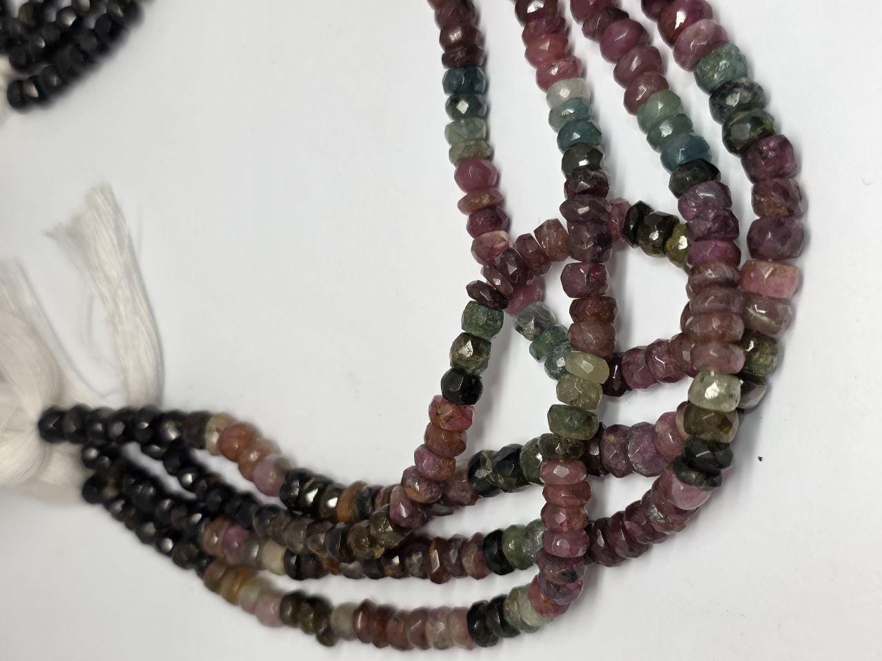 13" St Tourmaline Faceted Rondelle Beads 6x3mm.-Strand 34cm.