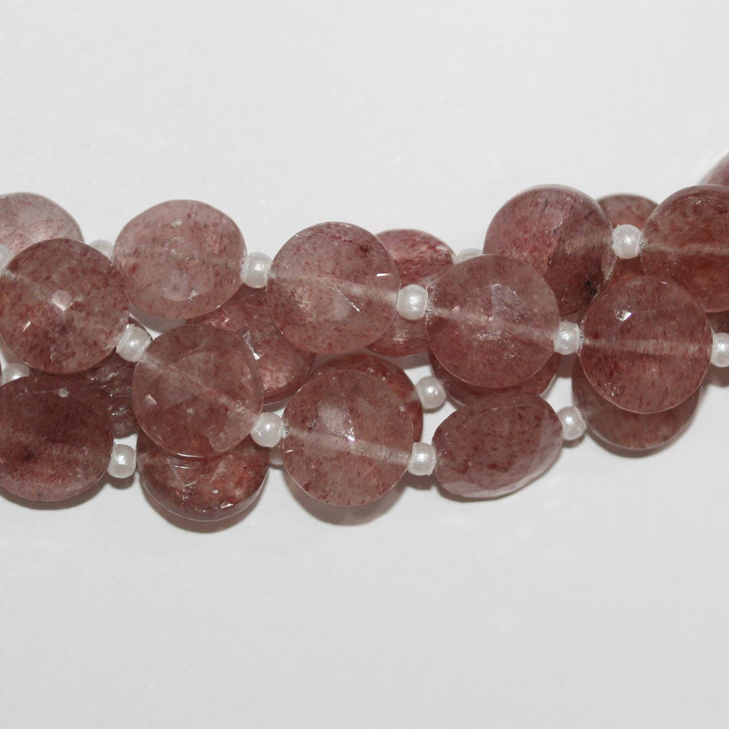 Cuentas de cuarzo cereza facetadas de 8" de St Cherry, 10 mm, hilo de 20 cm.