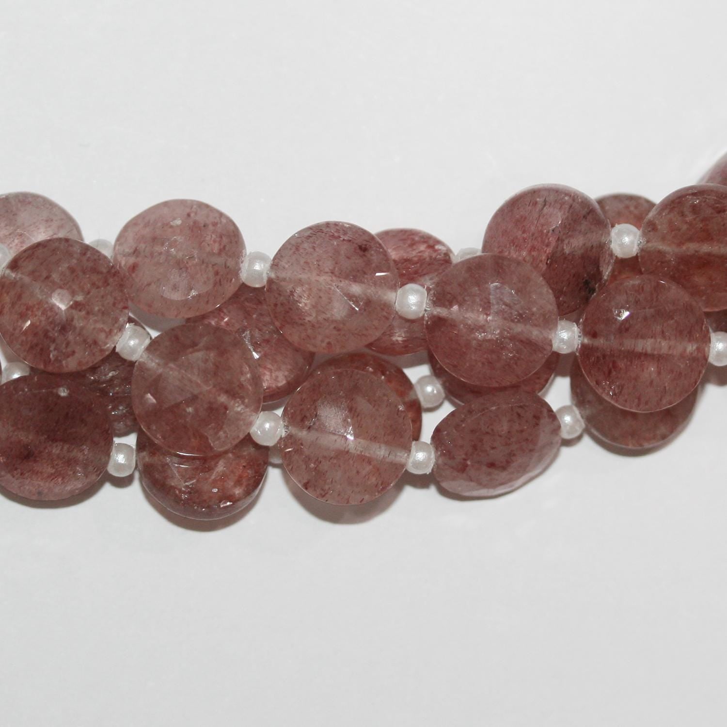 Cuentas de cuarzo cereza facetadas de 8" de St Cherry, 10 mm, hilo de 20 cm.