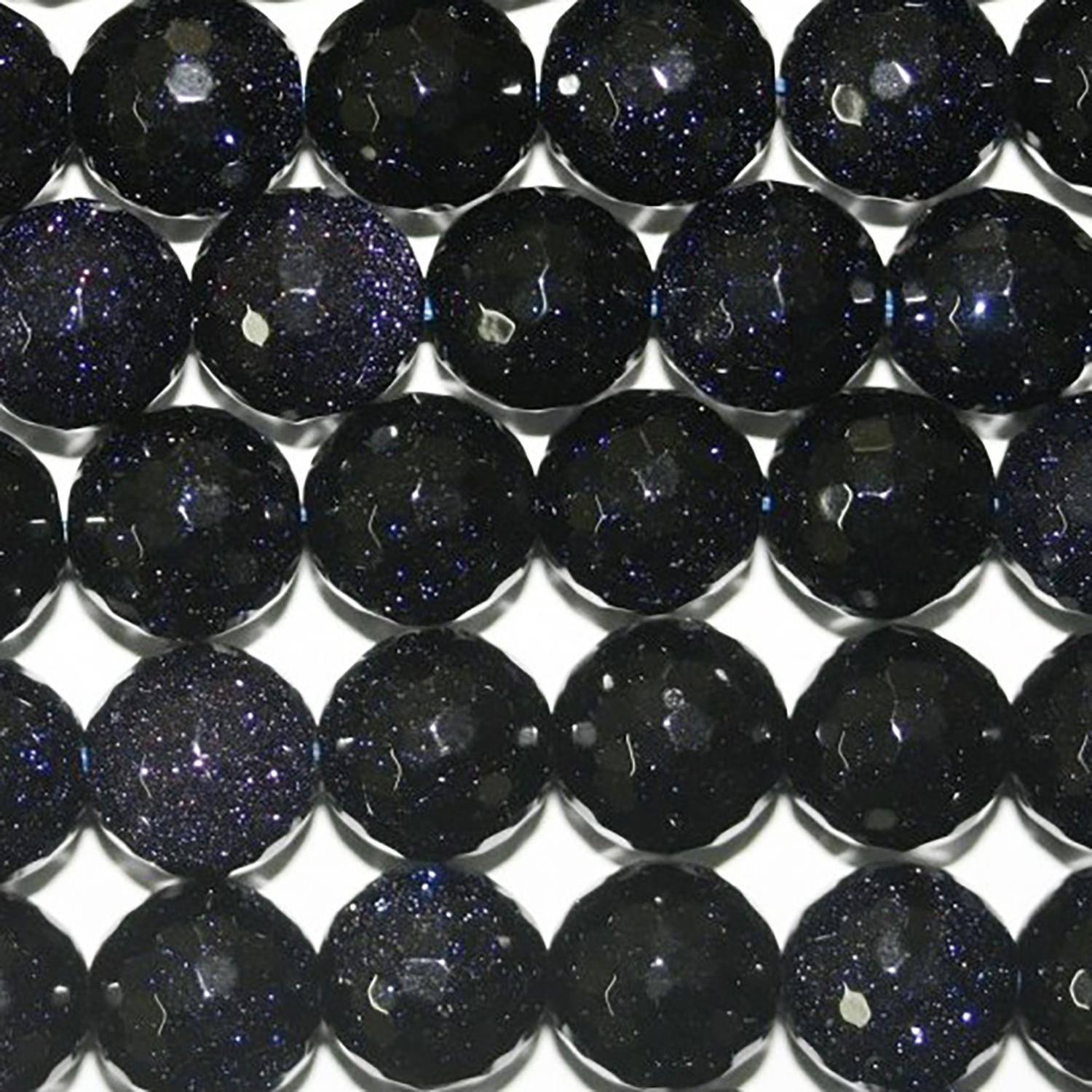 Perles rondes à facettes en pierre de soleil bleue de 40 cm (16 pouces), 8 mm de diamètre. Fil de 40 cm (40 pouces).