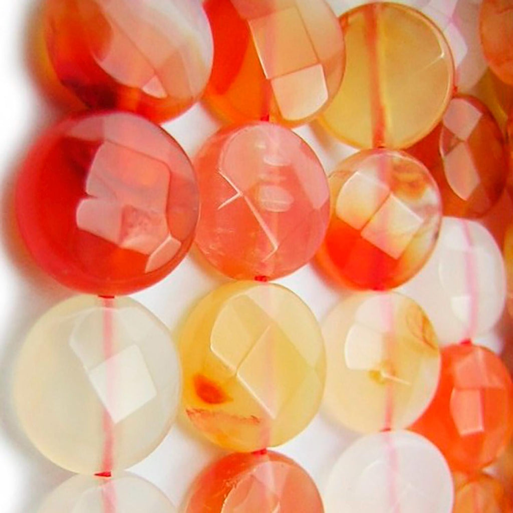 Perles facettées en cornaline de 15 pouces (10 mm) - Fil de 40 cm