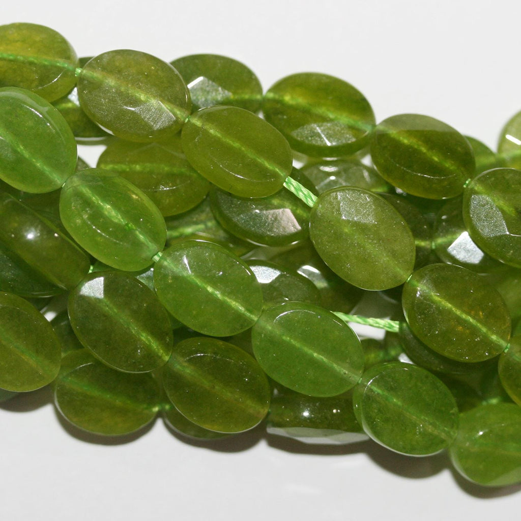 Perles ovales à facettes en quartz vert St de 16 pouces (12 x 8 mm) - Fil de 40 cm