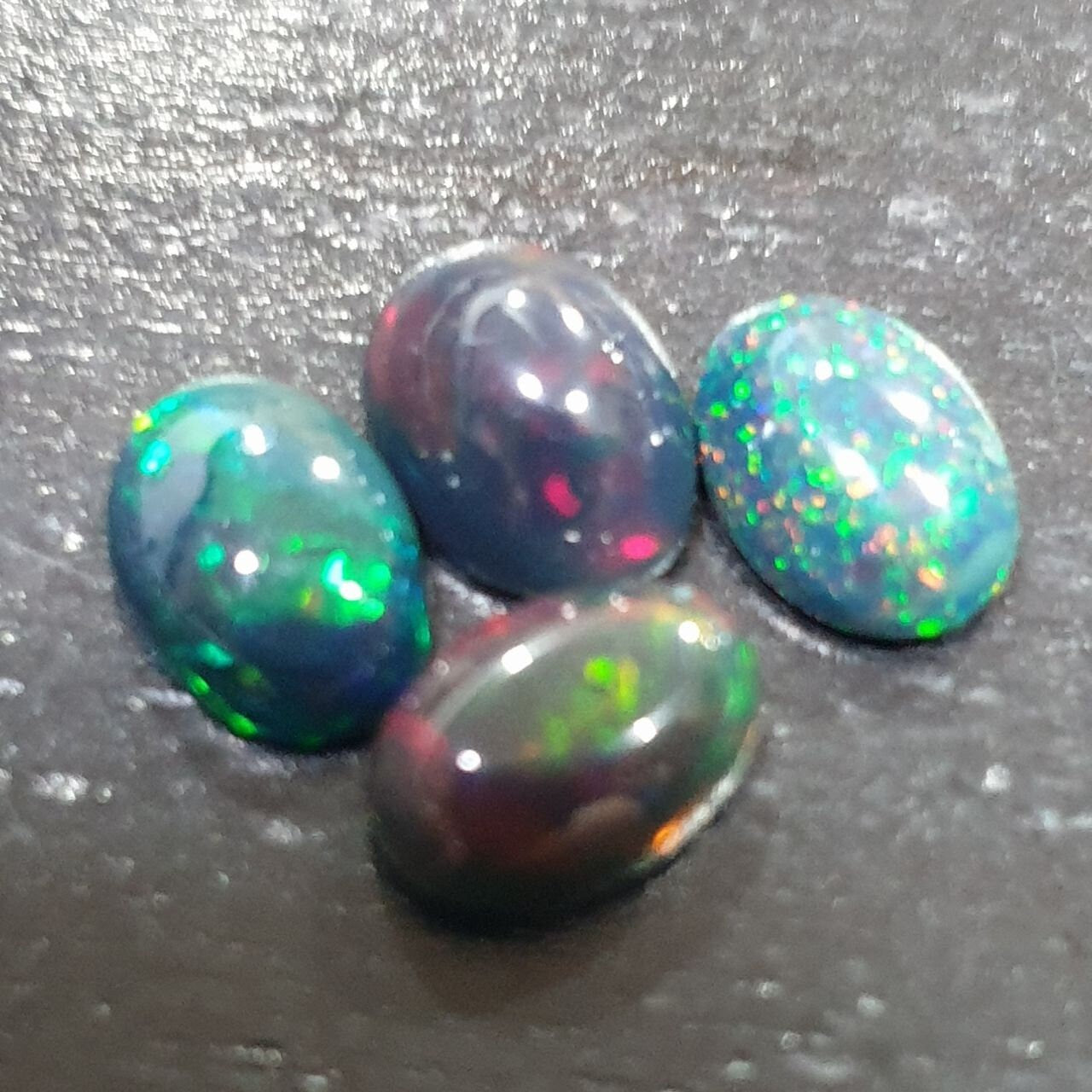 Ethiopian Black Opal Lot Oval Cabochon 7x5mm. (4 pcs)  -Gemstone Parcels-Loose Stones Wholesale Price