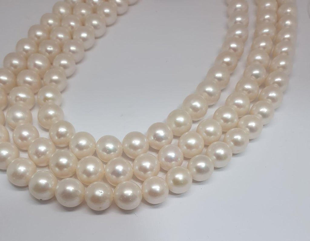 1 5" Fresh Water Pearl Round Beads 10-11mm.-Strand 40cm-FWP