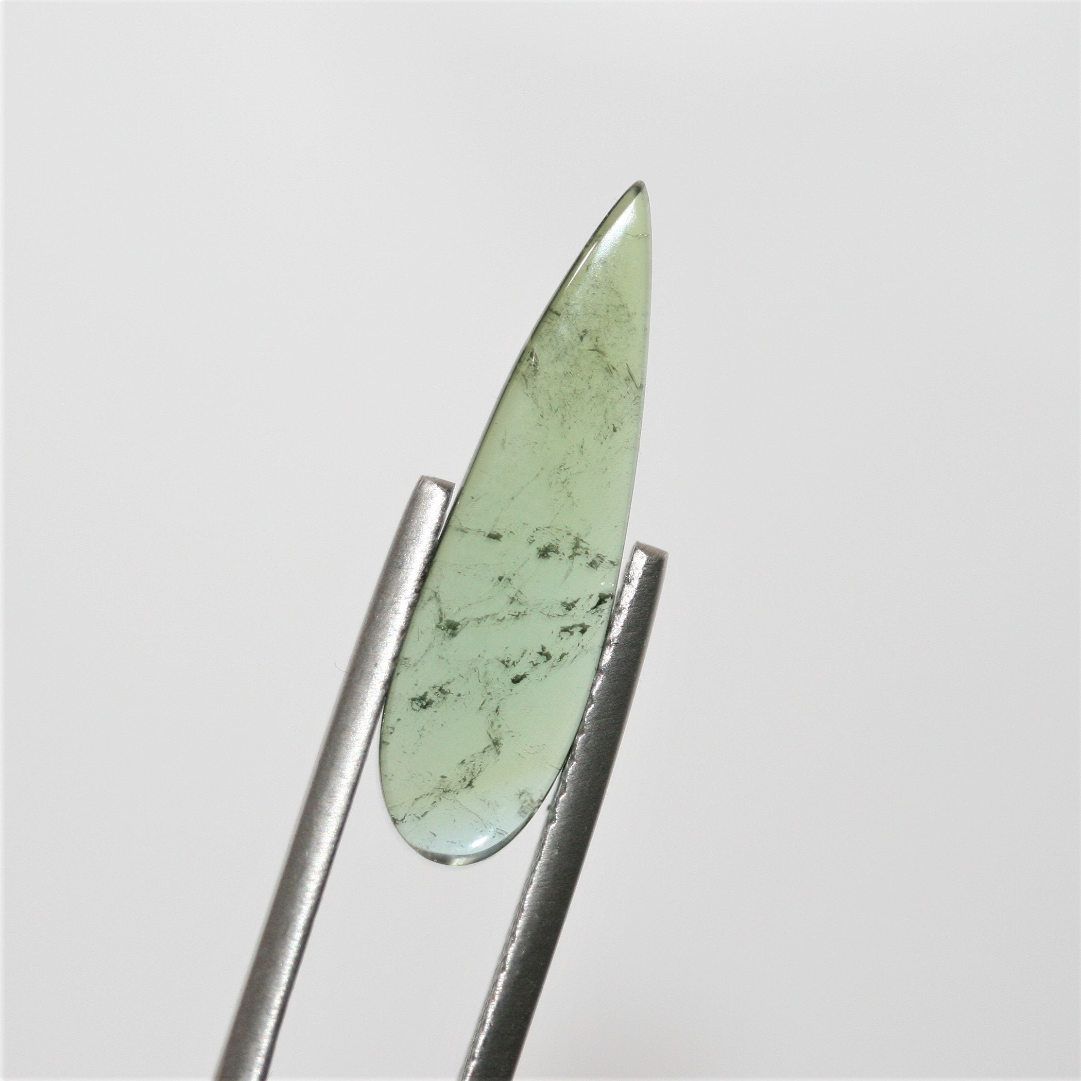 Green Tourmaline Drop Flat Cabochon 23x6.3mm.(2.45ct.)