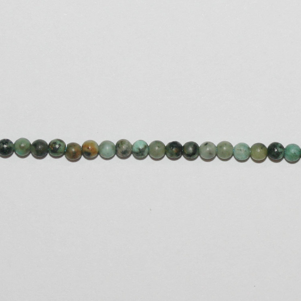 Cuentas redondas lisas de turquesa africana de 16", 2 mm, hilo de 40 cm.