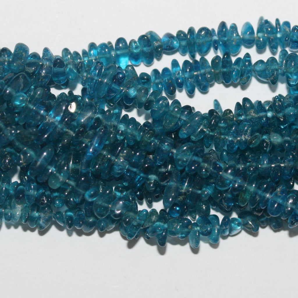 23" St Blue Apatite Smooth Chips Irregular Beads 3-4mm Aprox.-Hilo 45cm.