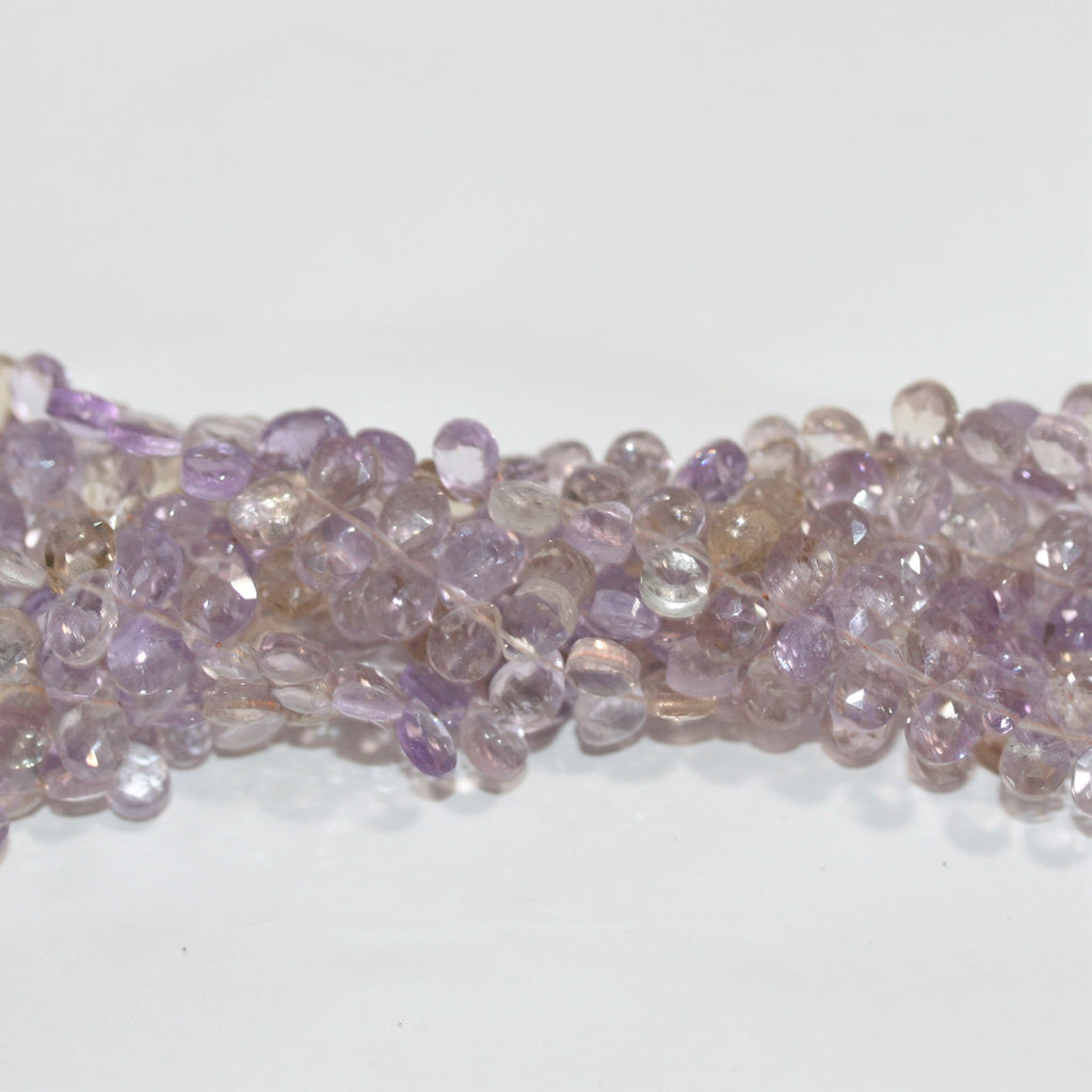 Cuentas de gota facetadas de ametrina Santa de 7" de 7 x 5 mm - Hilo de 17 cm.