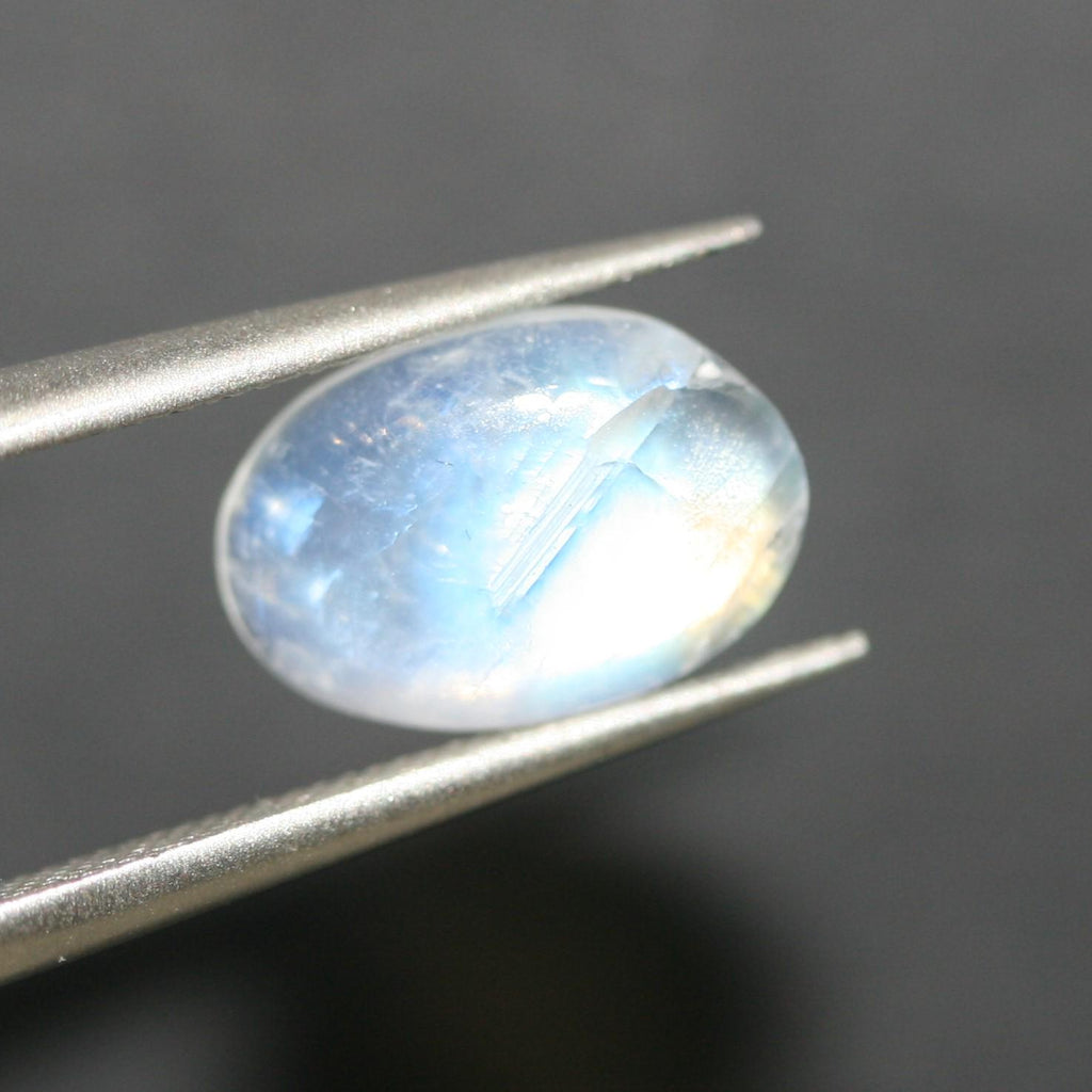 Pierre de lune bleue feu AAA, cabochon ovale lisse 12 x 8 mm (6 pièces).