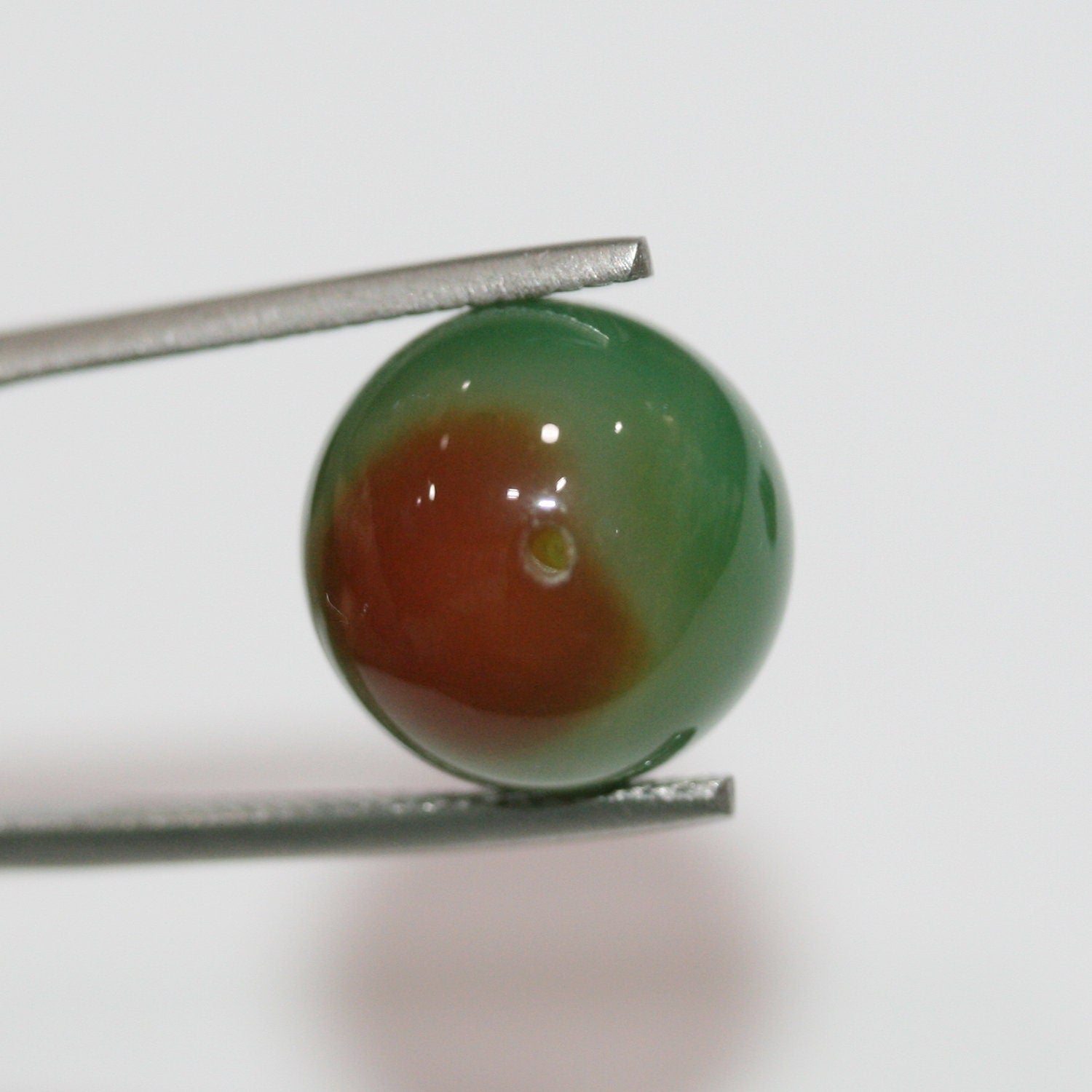 Ágata verde-marrón media broca redonda lisa de 14 mm - 4 piezas