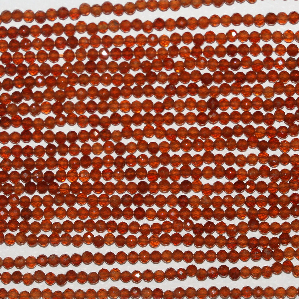 13" St Hessonite Garnet Faceted Round Beads 3mm.-Strand 39cm
