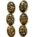 Lote de 6 cabujones lisos de jaspe ovalado de leopardo (6 piezas) 18 x 13 mm.
