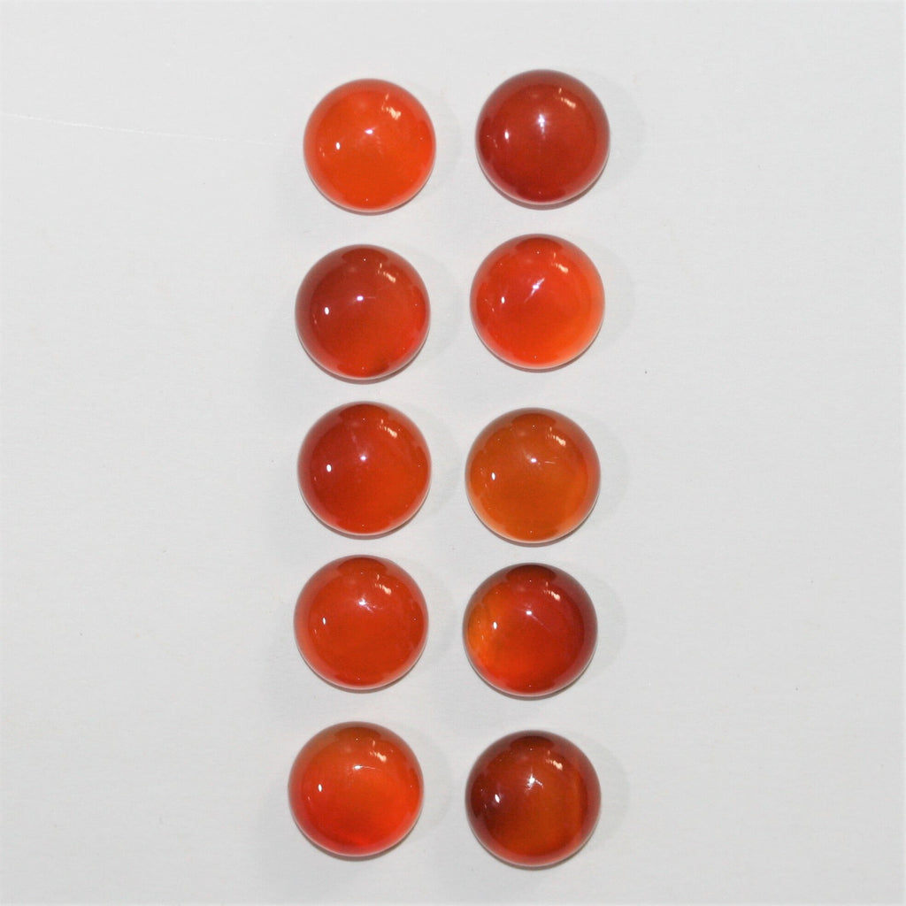 10 Pcs Lot Carnelian Smooth Round Cabochon 10mm. (10 pieces)