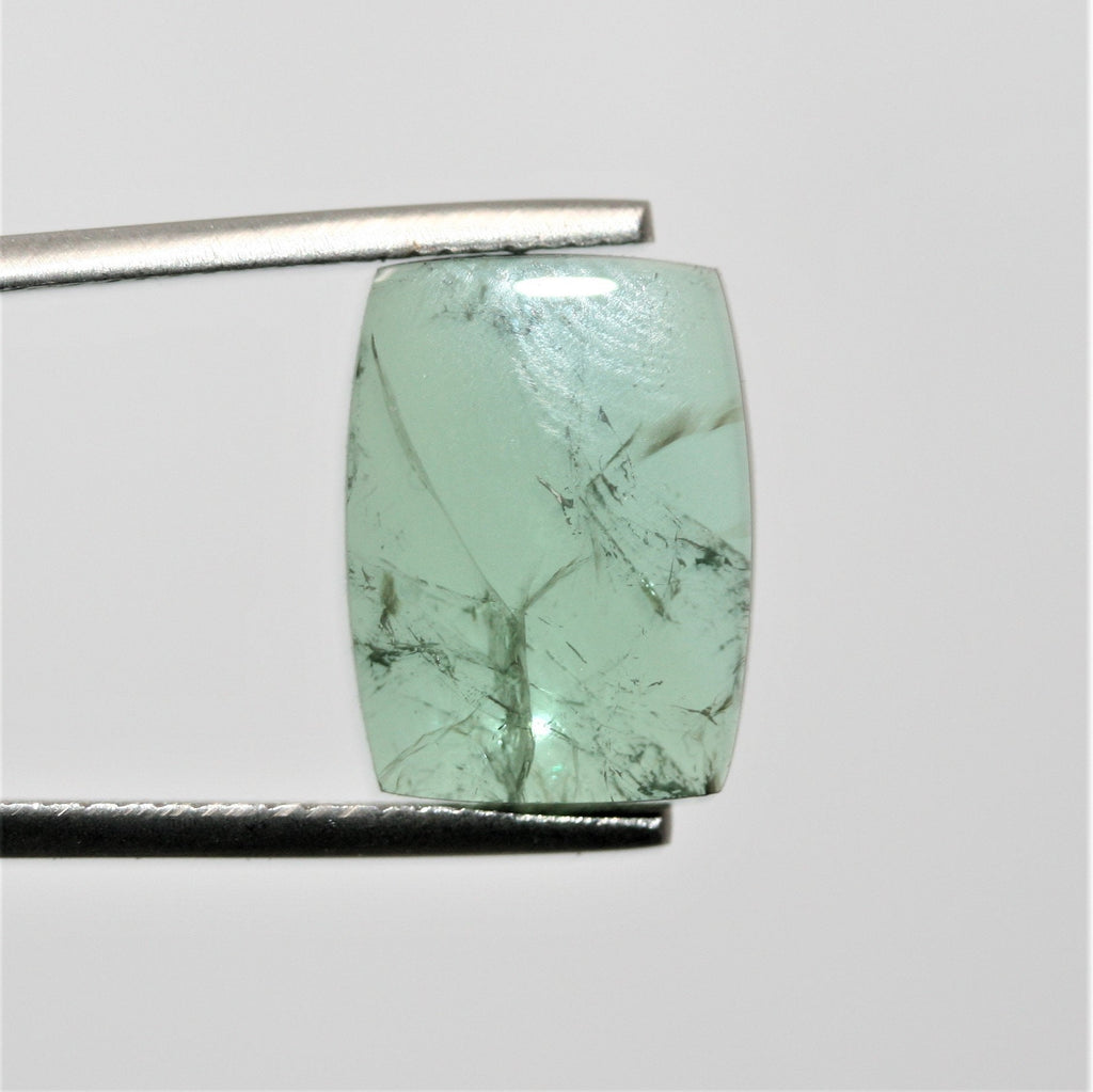 Tourmaline bleu-vert cabochon coussin 14,8 x 11 mm (7,42 ct) - Pierre naturelle non traitée