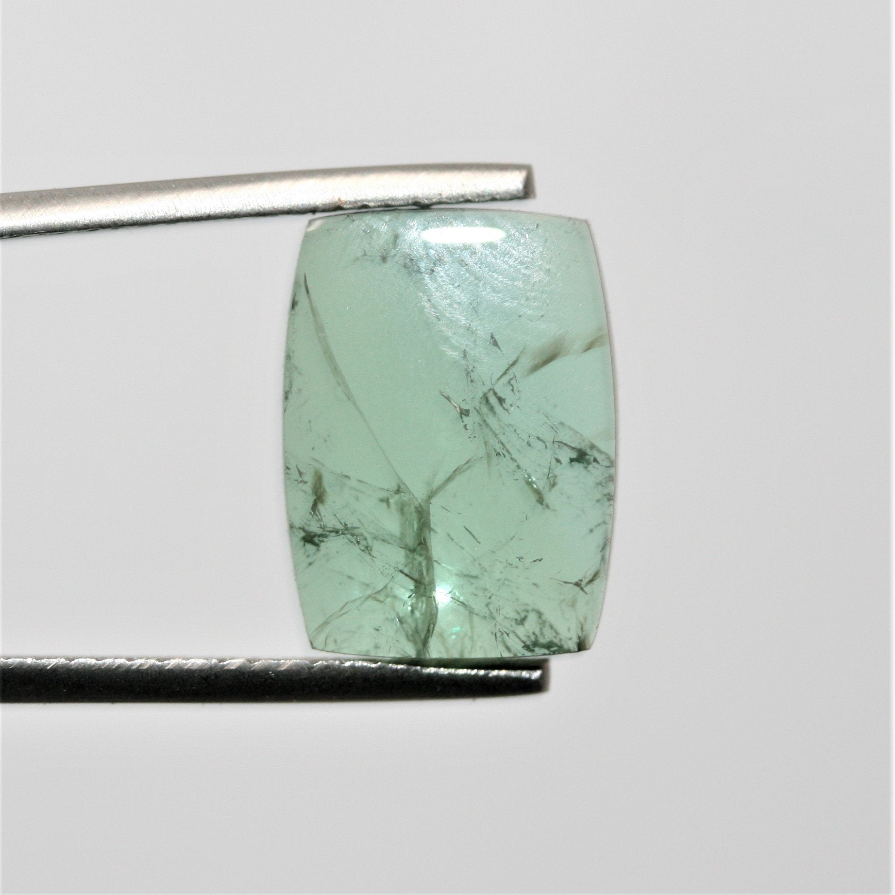 Tourmaline bleu-vert cabochon coussin 14,8 x 11 mm (7,42 ct) - Pierre naturelle non traitée