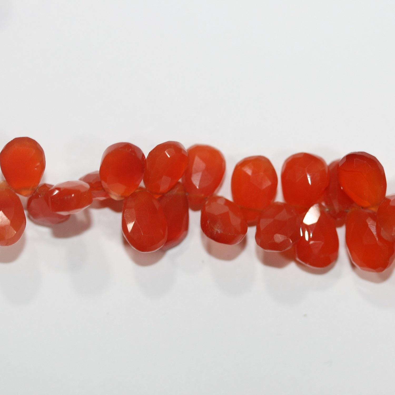 Cuentas de cornalina de Santa, facetadas, de 8", 11 x 7 mm (aprox.), hilo de 20 cm.