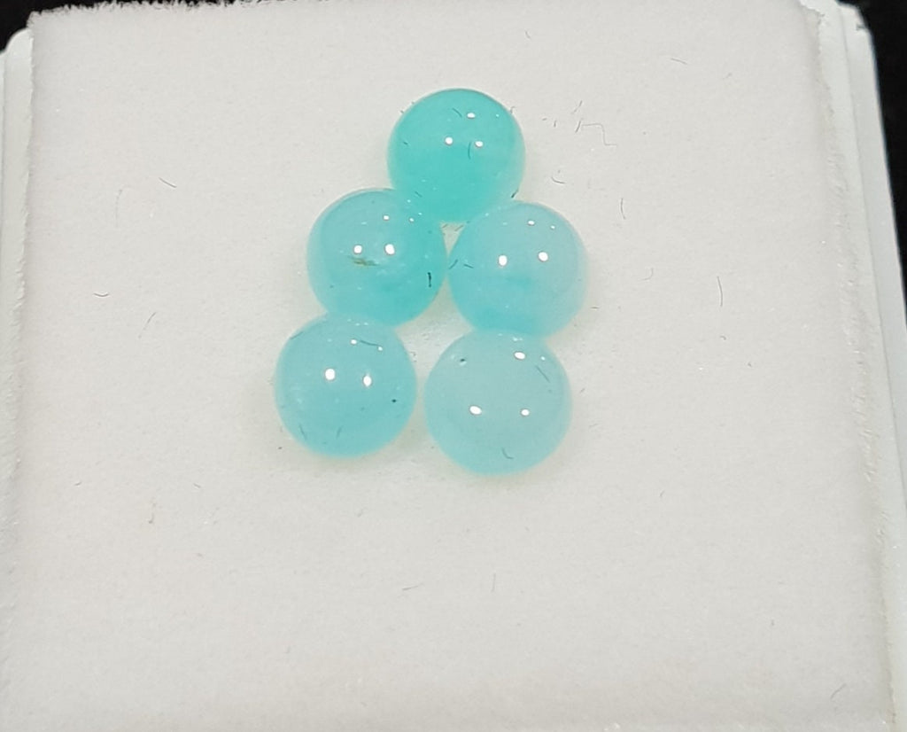 Peruvian AAA Amazonite Cabochon 4mm 5 Pcs Lot- Calibrated Gemstones- Jewelry Supplier- Natural Gemstones- Blue Stone