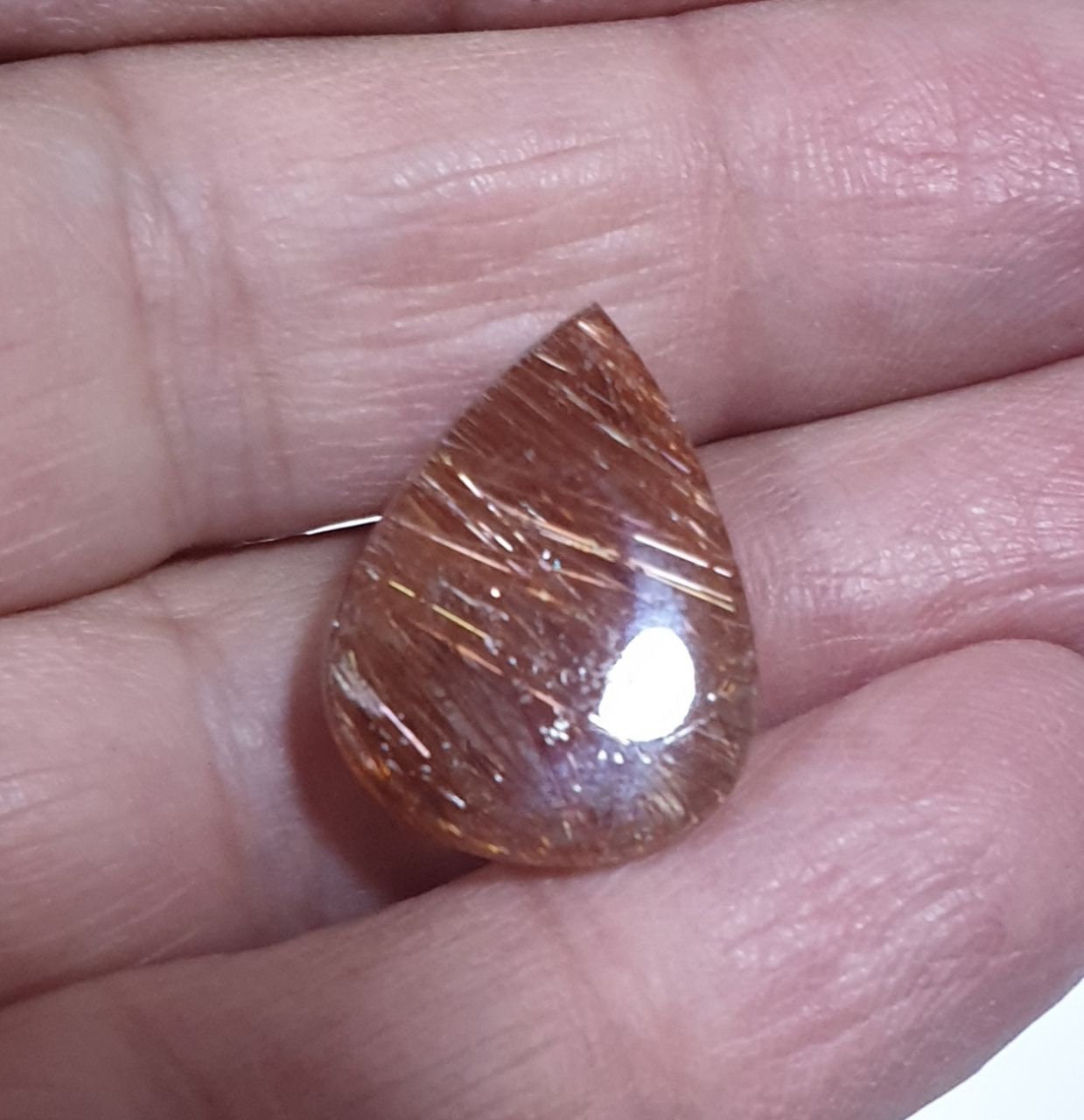 Golden Rutilated Quartz Flat Cabochon  20x15mm 14.42ct Lots Of Beautiful Inclusions- Healing Power Quartz