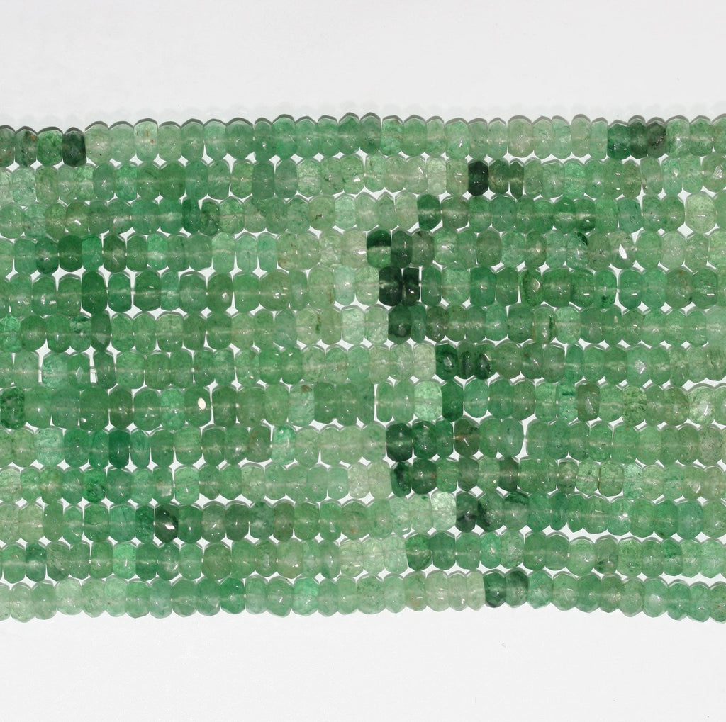 13" St Green Aventurine Faceted Rondelle Beads 6x3mm.- Strand 34cm.