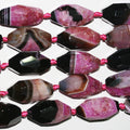 Cuentas de ágata fucsia de 16" facetadas, 25 x 18 mm, base de 40 cm