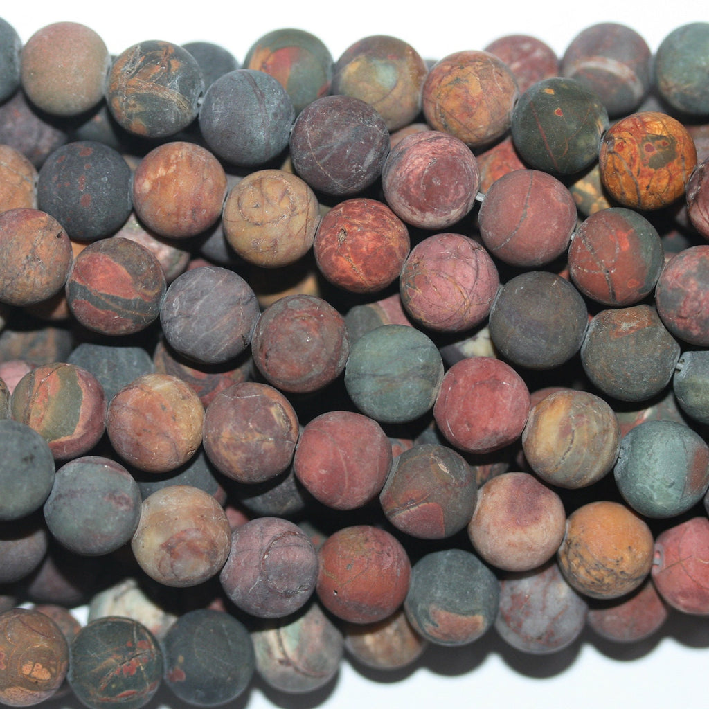 14" St  Picasso Jasper Matte Finish Round Beads 6mm.-Strand 38cm.