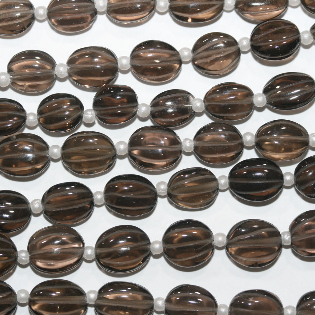 Collier ovale en quartz fumé St. de 20 cm avec perles Gallons 10x8mm - Fil de 20 cm - Réf. 15021