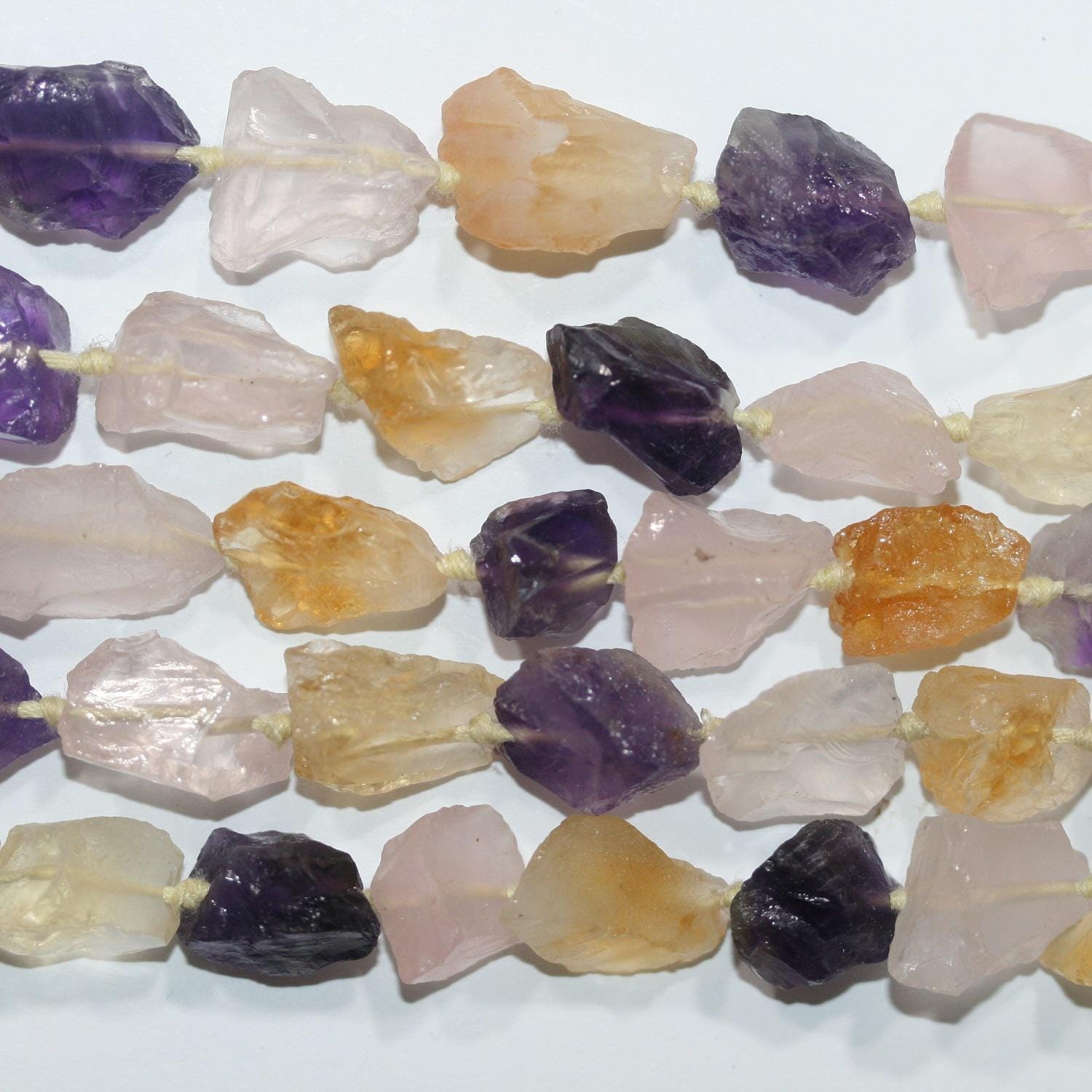 Cuentas de cuarzo irregulares sin pulir de 40 cm (16") - Tira de 40 cm - Ref. 14743