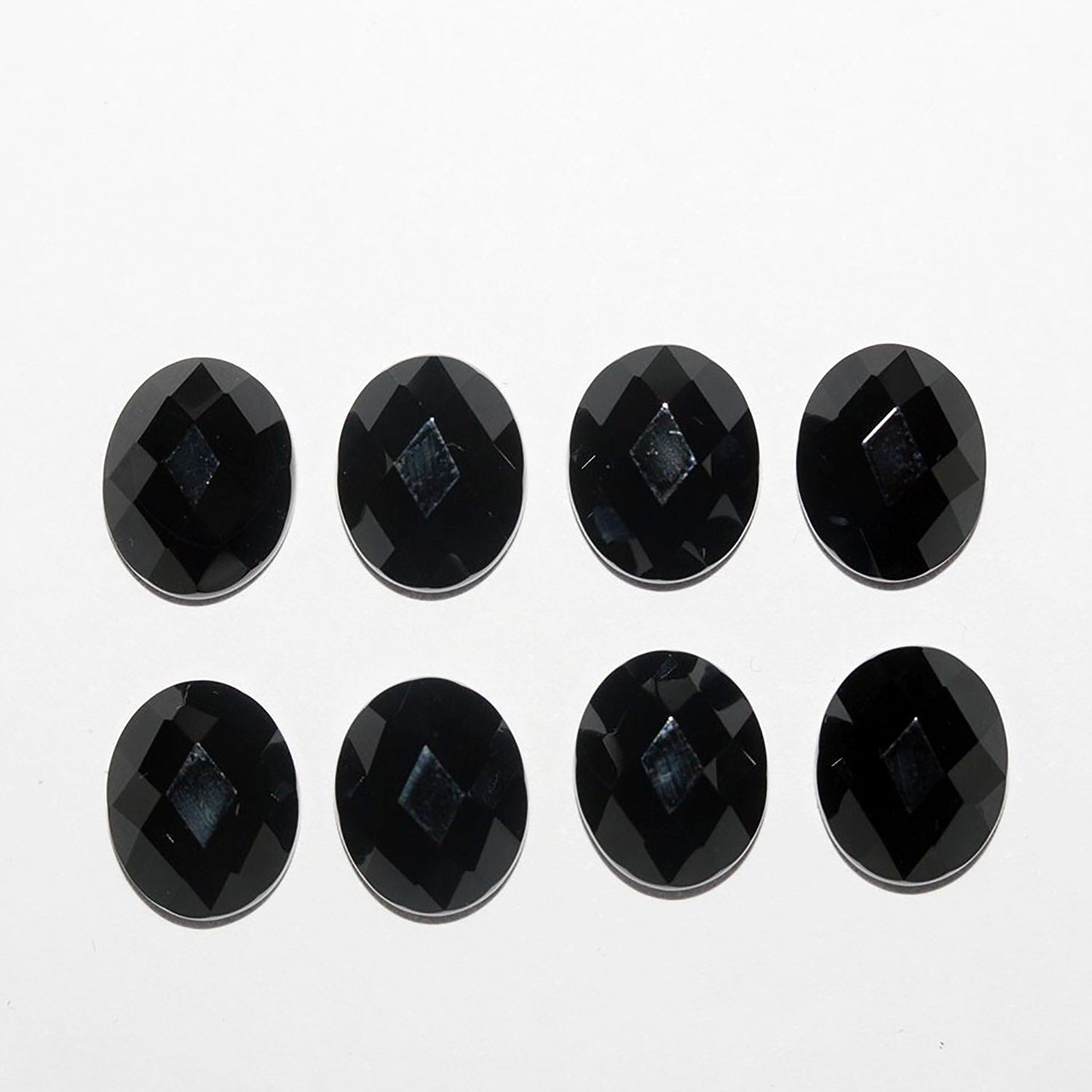 Lote de 8 cabujones facetados ovalados de ónix de 10 x 8 mm (8 unidades)