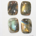Lote de 4 cabujones rectangulares lisos de labradorita de 25 x 18 mm (4 piezas).