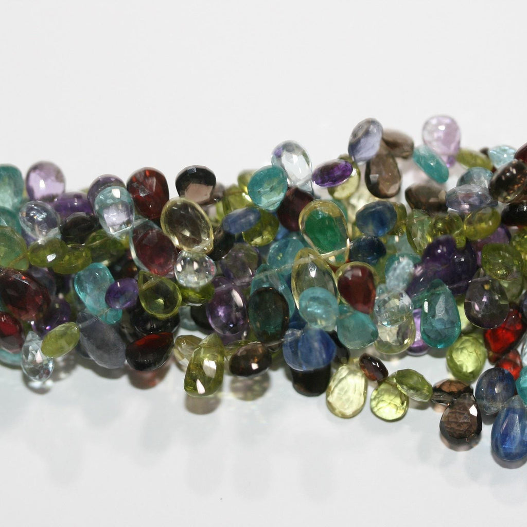 Perles pendantes à facettes en pierre multiple de 20 cm (8 po), 9 x 6 mm environ. Longueur du fil : 20 cm. Réf. 10971