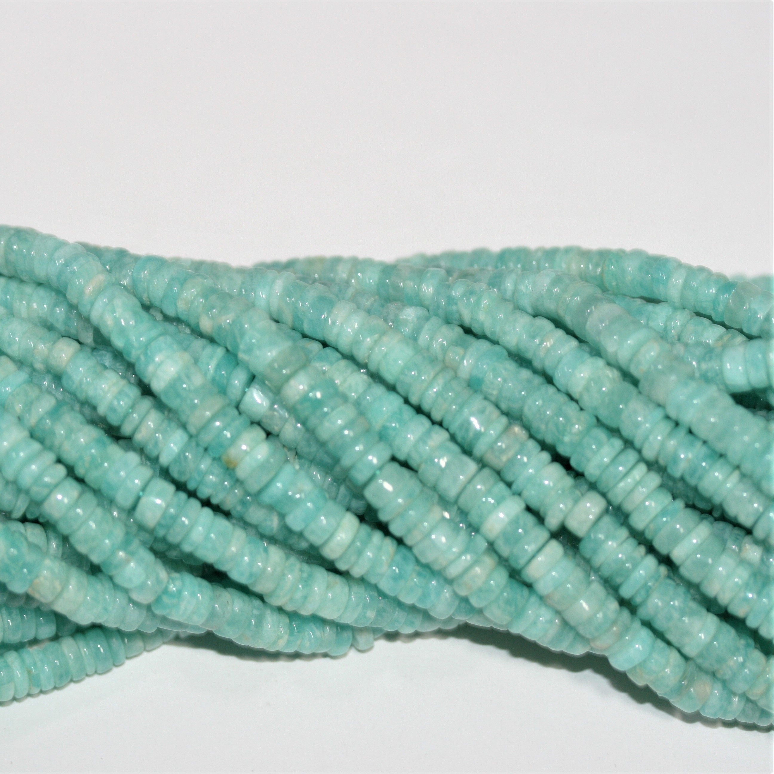 Cuentas de disco lisas de amazonita St. de 16", 6 x 2 mm, aprox. - Hilo de 40 cm.